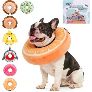 KOOLTAIL Inflatable Dog Cone Collar, Soft Donut E Collar for Dogs After Surgery to Stop Licking Enhanced Alternative, Blow Up Pet Neck Pillow Recovery Adjustable Cone for Dog Cat,Upgrade Size,Orange M (Medium(13-15in))