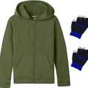 Bienzoe Boys Zip Up Hoodie: Kids Soft Anti-Pilling Fleece School Uniform Sweatshirt (8-9 Years, Olive)
