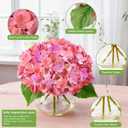 Real Touch Faux Hydrangea Flowers in Glass Vase, No Watering Needed Silk Hydrangea Artificial Flowers for Farmhouse Wedding Decor Dining Table Centerpiece Bedroom Decor