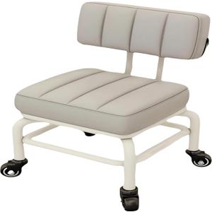 Low Rolling Stool with Back Support Roller Seats, Roller Chair PU Leather Low Stool with Wheels Foot Step Chair for Home,Shop,Office,Garage,Mechanic,Auto Repair,Library,Manicure (Medium - 4 universal wheels, 02-gray) Low Rolling Stool with Back Support Roller Seats, Roller Chair PU Leather Low Stool with Wheels Foot Step Chair for Home,Shop,Office,Garage,Mechanic,Auto Repair,Library,Manicure (Medium - 4 universal wheels, 02-gray)