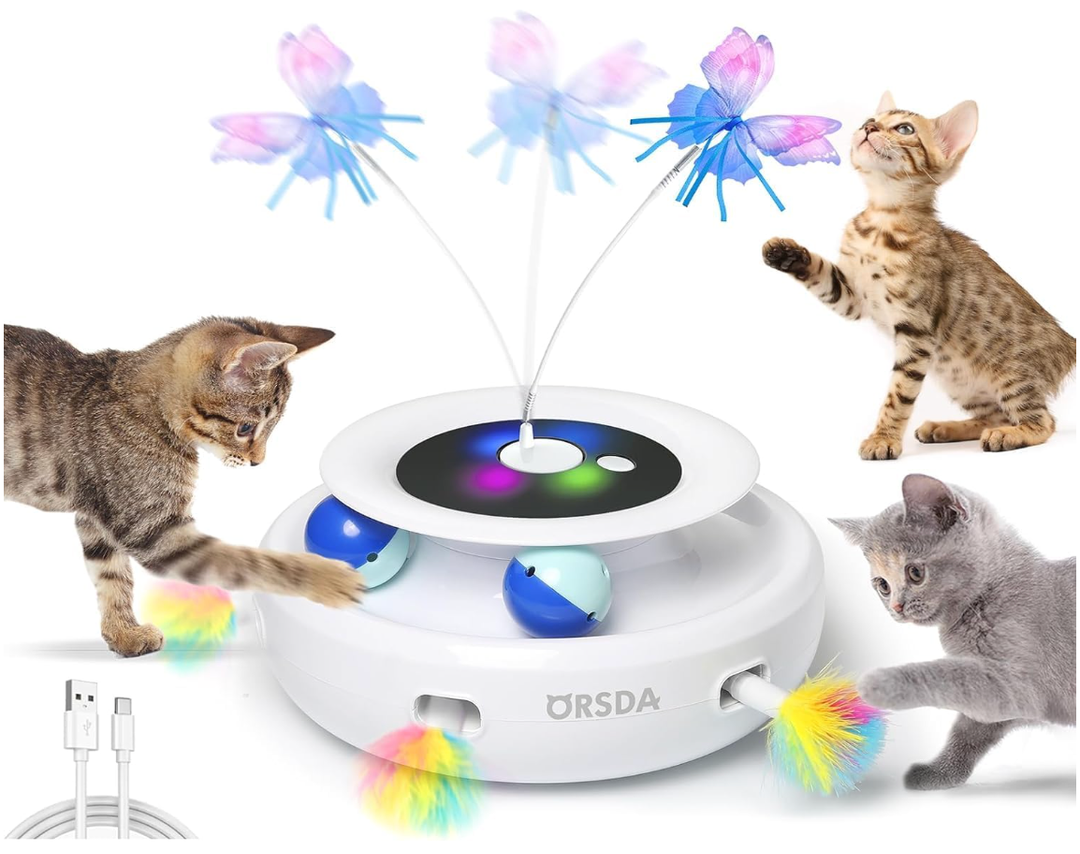 Orsda Cat Toy 3 in 1, Automatic Interactive Electronic Moving Ambush Feather