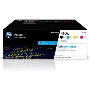 HP 410A Black, Cyan, Magenta, Yellow Toner Cartridges Printers (4-Pack) | Works with Color LaserJet Pro M452 Series; Color LaserJet Pro MFP M377, M477 Series | CF410AQ