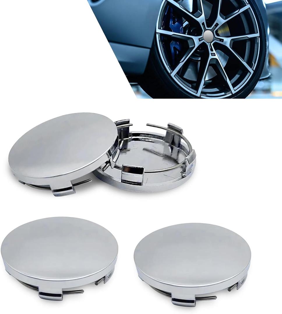 4 PCS Car Wheel Center Caps, 60MM/2.36In OD 56MM/2.2In ID, ABS Snap-in Vehicle Rim Hub Caps, Anti-Falling Rust-Proof Wheel Hub Decoration, Universal for SUV Sedan Truck(Silver)