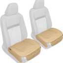 Motor Trend Seat Covers for Cars Trucks SUV, Faux Leather Beige Padded Seat Covers with Storage Pockets, Premium Interior Car Seat Cover, 2 x Front Seat Covers