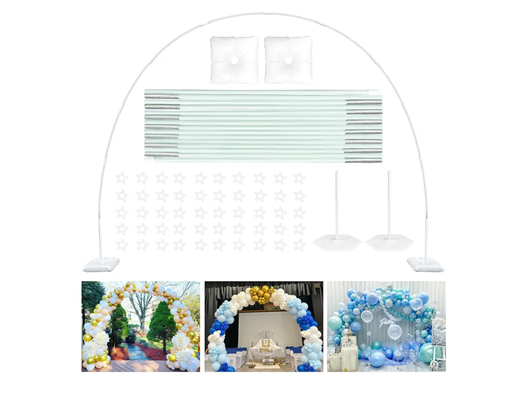 TEKXYZ Balloon Arch Stand Kit, 10FT Wide & 7.5FT High Adjustable Balloon Arch Frame, Ideal For Party Decorations, Not Include Balloons