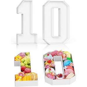 Cardboard Number for Charcuterie, 13.7" Cardboard Number 10 Fillable Number for Food Paper Mache Number Boxes for Cupcake Sweet Candy 10th Birthday Anniversary Party Decorations