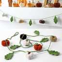 6.6ft Knit Pumpkins Garland for Fall Thanksgiving Decoration, Mini Colorful Knit Pumpkins Banner Hygge Decor for Autumn Halloween Fall Mantle Decoration, Cozy Gifts for Women(Brown)