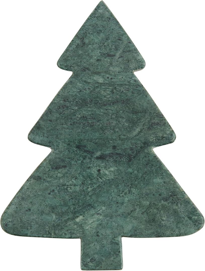 Mud Pie Tree Xmas Mini Marble Serving Boards, Approx 8" x 5", Green
