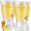 Tioncy 2 Pcs Acrylic Beverage Dispenser with Spigot 2.7 Gallon/ 10 l Clear Drink Water Dispenser Countertop with Detachable Base Iced Juice Container Unbreakable for Wedding Party