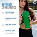 Ice Shaker 40 oz Tumbler with Handle and Straw | 40oz Green | Cold for 30+ Hours | 2-in-1 Tumbler Shaker Bottle | Odor-Free 40 ounce Bottle for Water, Protein Shakes, Smoothies, Cocktails