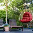 Thick Egg Chair Cushion Replacement, Button Tufted Outdoor Swing Chair Cushion with High Elasticity PP Cotton and Skin-Friendly Fabric, Hanging Cushion for Patio Porch Furniture (Only Cushion)