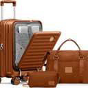 Joyway Expandable Carry On Luggage Sets with Front Pocket, Brown, 3 Piece Sets