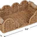 CubesLand Scalloped Napkin Holder for Bathroom Decor, Paper Rope Flat Napkin Dispenser Guest Towel Tray for Bathroom, Farmhouse Warm Napkin Holder for Table Dining Room Home Kitchen Decor, Neutral