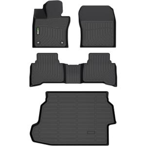 HAFIDI Floor Mats & Cargo Liner Set Fit for 2023 2024 2025 2026 Toyota Prius & Prius Prime All Weather Protection TPE Anti-Slip Automotive Full Set Floor Liners Custom Accessories - Black