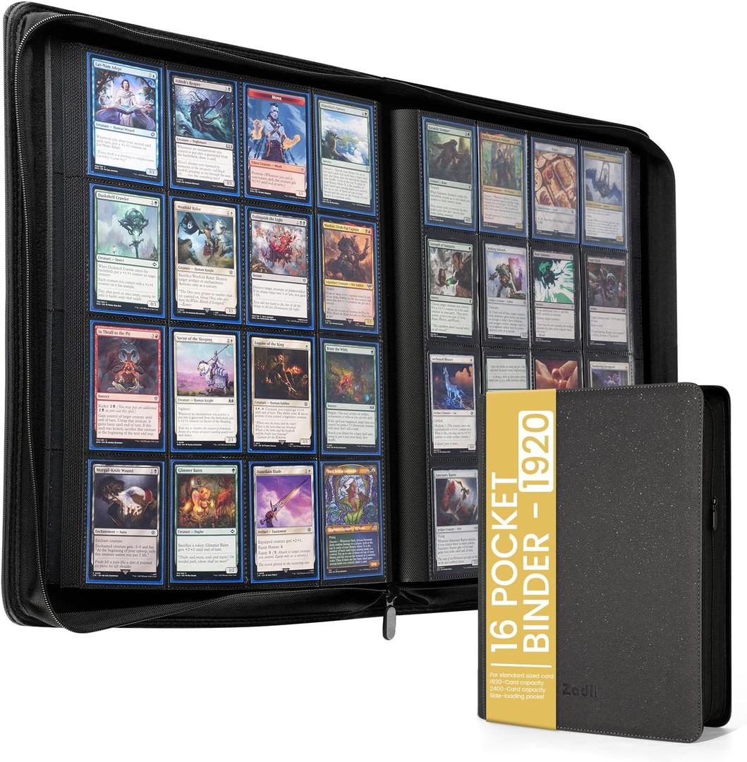16-Pocket Zipper Binder for 1920 Standard Sized Trading Cards