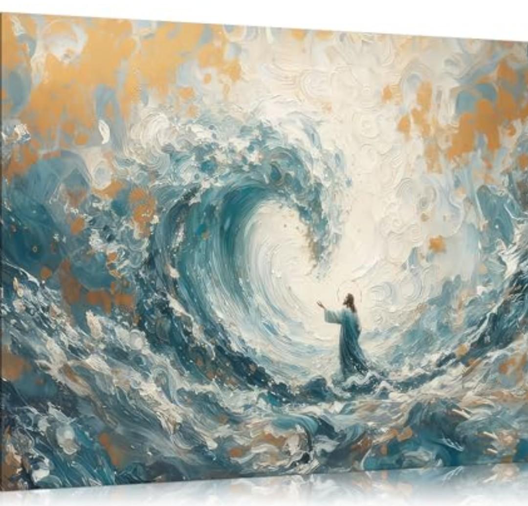 Jesus Canvas Wall Art Christian Jesus Walk On Water Wall Decor Picture Jesus Calms The Storm Poster Print for Living Bedroom Modern Home Decor Prepare To Hang