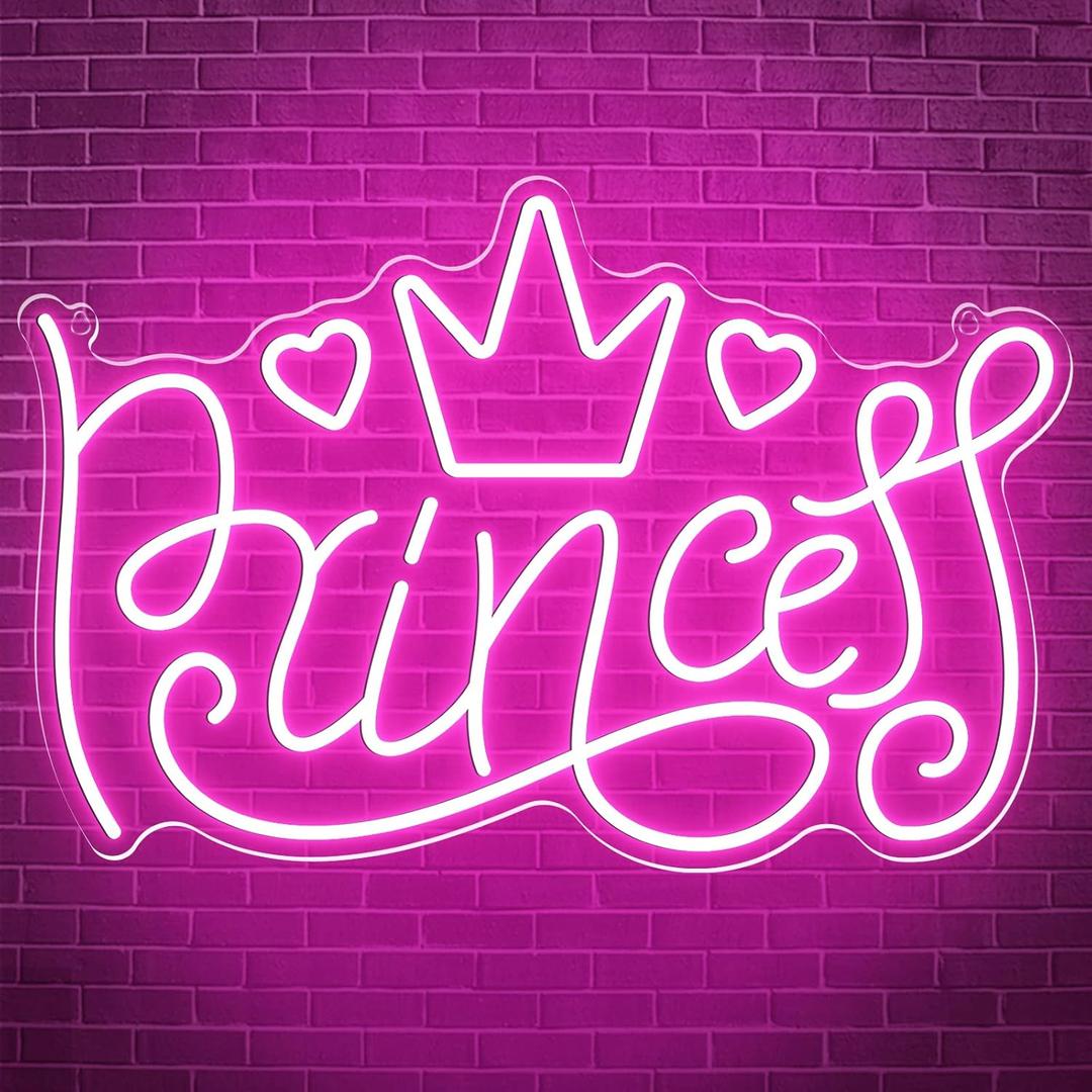Princess Neon Signs for Wall Decor, Large LED Lights Sign Unique Art Ornaments with Switch, Chirstmas Birthday Party Decoration, Gift for Girl Boys. (Rose Red Princess)