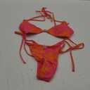 GORGLITTER Women's Floral Bow String Bikini Set Triangle Halter Swimsuit High Cut Summer Bathing Suit Swimwear 2025 (Medium, Pink and Orange)
