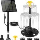 Solar Water Fountain, Upgrade Solar Fountain Pump Kit with 4 Nozzles & 9.94ft Cable, Outdoor 2w Solar Fountain for Bird Bath, Garden, Pool, Pond