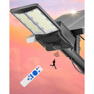 Gefolly Solar Street Lights Outdoor, Commercial Parking Lot Light Dusk to Dawn IP67 Waterproof 6500K Security Flood Lights with Motion Sensor Lamp for Yard, Road(SL-10000W, 600000LM), SL-10000W/1Pack