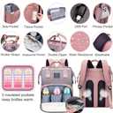 Diaper Bag with Changing Station,Diaper Bag Backpack7 in 1 Travel Baby Diaper Bag,Mommy Bag With USB Charging Port (Pink-Grey)