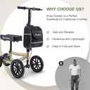 Knee Scooter, 350lbs Capacity, 13" Big PU Seat, Disc Brake Knee Walker, All Terrain Foldable Knee Scooter Walker with Bag for Foot Injuries Compact Crutches Alternative (Champagne)