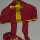 Nicky Bigs Novelties Adult Bishop Hat - Cardinal Priest Pope Hats - Saint Mitre Halloween Costume Accessory (Burgundy/Gold)