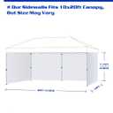Fanpat 10x20ft Canopy Sidewalls fit 10x20ft Pop Up Tent, Waterproof 99% UV Protection Privacy Enclosure for Outdoor Events and Party, White (4Pcs Sidewalls Only, Frame and Top Not Included)