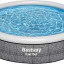 Bestway Fast Set Inflatable Pool Set (12' x 30") | Rattan Print | Round Above Ground Pool | Includes Filter Pump & Repair Patch