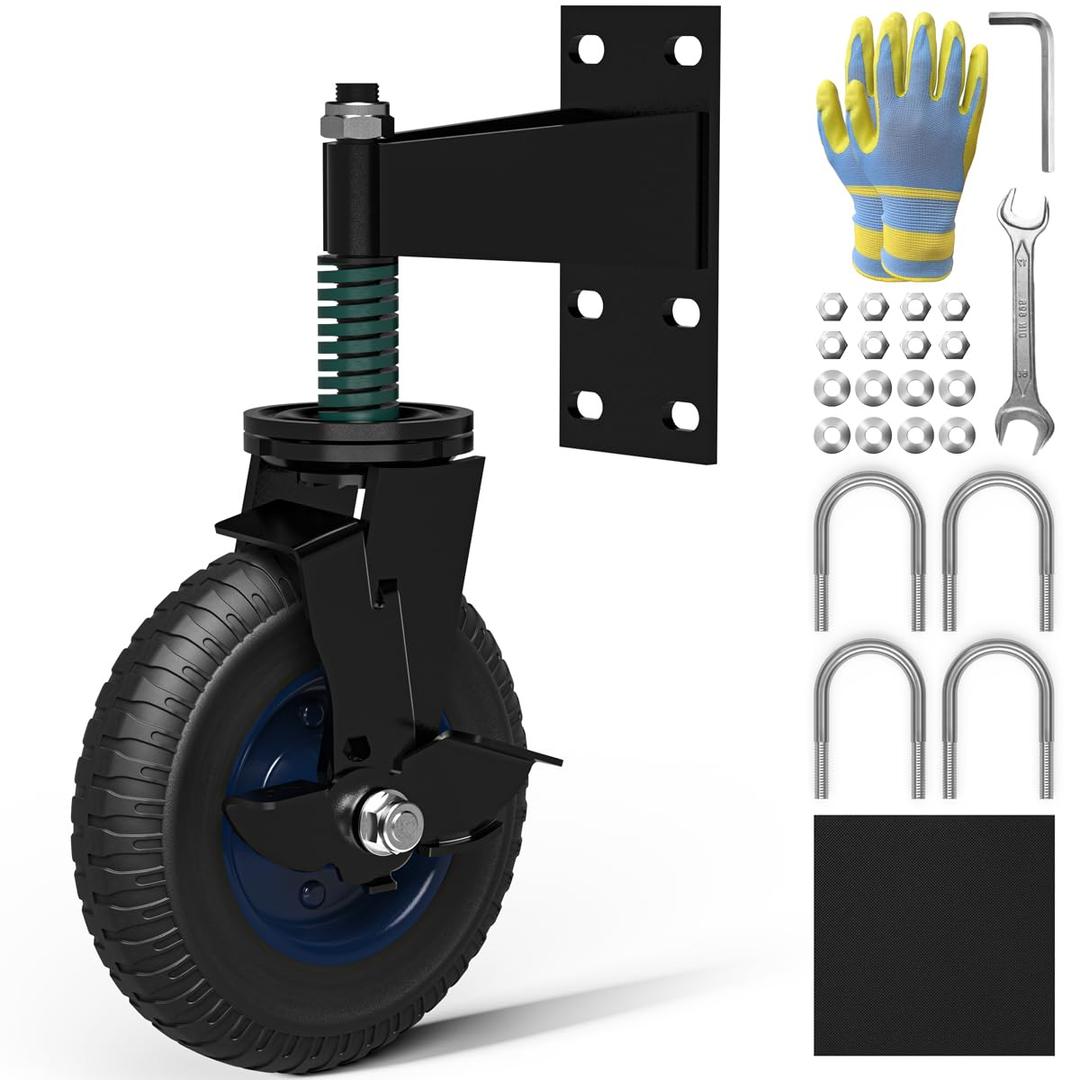8inch Fence Gate Wheels 360 Degree Rotation Spring-Loaded Heavy Duty Gate Caster for Metal Tube Gate 550lb Capacity Gates Rolling Gate Wheels