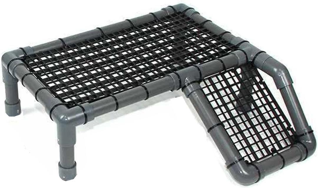Standing Turtle Basking Platform, Plastic Short Legs Turtle Floating Platform for Low Water Level Tank, 14" Width Resting Area, Docks for Basking with DIY PVC Pipes, Ramp for Reptile Frog Terrapin