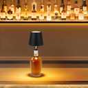 TTLYUGN Wireless Bottle Lamp,Wireless Liquor Bottle Lamps Shade for Any Bottle,Rechargeable 3 Color Stepless Dimming LED Wine Lights,Touch Control Desk Kit for bar & Restaurant - Gold