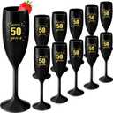 LemonRoad 12 Pcs Cheers to 50 Years Champagne Flutes Reusable 50th Birthday Party Cups Plastic Champagne Glass Cocktail Cups for 50th Birthday Anniversary Party Supplies