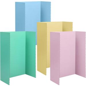 Mooliwe 4 Pack 48" X 36" Trifold Poster Board, Large Colored Foldable Corrugated Projects Display Board with Scalloped Borders for Science Fair Events, School Projects, Back to School Supplies