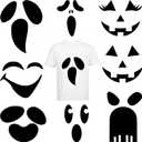 7 Sheets Halloween Adhesive Ghost Felt Sticker for Pumpkin Decor Black Felt Ghost Eyes Face Stickers Clothes Sticker for Halloween DIY Projects Costume Shirt Crafts Decoration(face7)