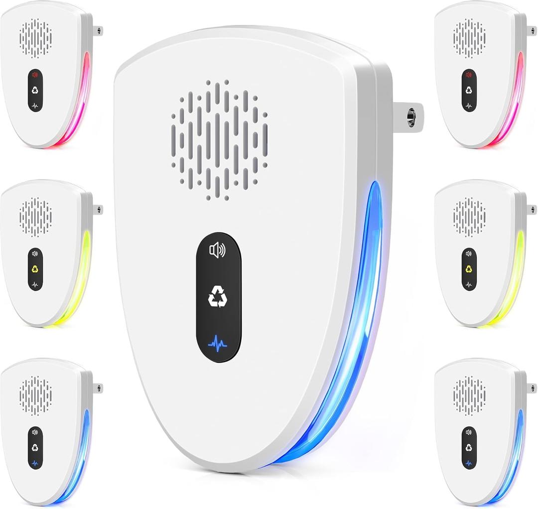 (2025 Upgraded) Ultrasonic Insect & Pest Indoor Repeller, Plug-in Control Device Repellent for Rodent, Mice, Rats, Roaches, Ants, Spiders, Bugs, Mosquitoes, Home, 3 Mode Switching (6 Pack)