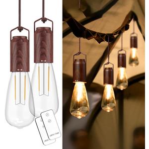 2 Pack Rechargeable Warm Tent Hanging Light Bulb,Portable Outdoor Vintage LED Camping Light,Pendant Hurricane Emergency Lighting Lantern for Hiking Backpacking Fishing Outage Power Failure