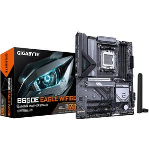 GIGABYTE B650E Eagle WIFI6E AMD AM5 ATX Motherboard, Supports Ryzen 9000/8000/7000 Series, DDR5, 8+2+2 Power Phase, 3X M.2, PCIe 5.0, USB-C 3.2 Gen 1, Wi-Fi 6E, 2.5GbE, Q-Flash, EZ-Latch, RGB Fusion