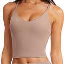 LASLULU Womens Adjustable Spaghetti Strap Sports Bra V Neck Wireless Padded Yoga Bra Camisole Workout Crop Tops, XL
