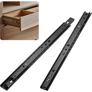 1-Pair Soft Close Drawer Slides, 9.8 Inch/ 250mm Full Extension Ball Bearing Drawer Slides for Furniture/Cabinets, Cold Rolled Steel 2 Fold Cabinet Rails 55lb Capacity [Black]