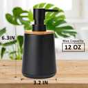 Soap Dispenser Plastic Bamboo with Pump Liquid Hand Lotion Dispenser for Shampoo Bathroom Kitchen 12 oz Black 2 Pack