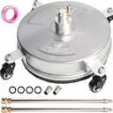 Hourleey 14" Pressure Washer Surface Cleaner, Stainless Steel Surface Cleaner with 4 Wheels for Concrete, Patio, Sidewalk, Deck, Pathway 1/4" Quick Connector, 2 Extension Wand, 4000 PSI