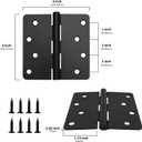 goldenwarm Door Hinges Interior & Exterior Door Hinge 12Pack Black Door Hinges 4 Inch Rounded Black Matte 4" X 4" with 1/4'' Radius Corners