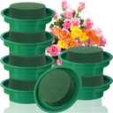 6 Pack 4.7 Inch Floral Foam with Bowl,Round Wet Flower Blocks Arrangement Kit for Fresh Artificial Flowers,Forist Supplies,Wedding Birthday Centerpieces Party Decoration Green