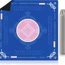 SelfTek Mahjong Mat - 31.5" x 31.5" Anti-Wrinkle Mahjong Mat for Table, Anti Slip Noise Reduction Gaming Mat with Carrying Bag, for Mahjong/Board/Poker/Card Games/Dominoes (Blue)