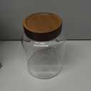 50 Fl oz/1500 ml Clear Glass Jar with Airtight Wooden Screw on Lid, Glass Pantry Canister for 500g Coffee Beans, Kitchen Food Storage Containers for Rice,Flour,Pasta,Sugar,Honey,Tea, Spice,Cereal