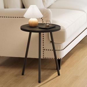Round Side Table, Small End Table, Drink Table for Couch, Mini Tea Table for Sofa, Modern Accent Nightstand for Small Space, Living Room Bedroom LET521BK, 15.7x 15.7 x 20.8Inches
