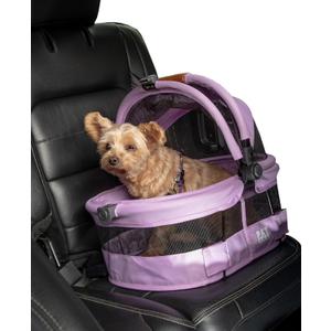 Pet Gear No-Zip View 360 Ultra Lite Pet Safety Carrier & Car Seat for Small Dogs & Cats Push Button Entry, 15", Larkspur,View 360 Ultra Light 15-inch,Larkspur