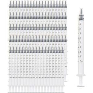 100-Piece 1ml/1cc Needle-Free Plastic Syringes for Pet Oral Administration, Supplementation, Oil or Glue Applicators, Measuring or Transferring Small Amounts of Liquid, No Cap Included