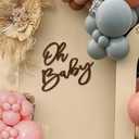 Oh Baby Sign for Backdrop - Felt Baby Shower Sign Balloon Arch Decor Oh Baby Letters Banner for Boy Girl Baby Shower Gender Reveal 1st Birthday Party - Brown